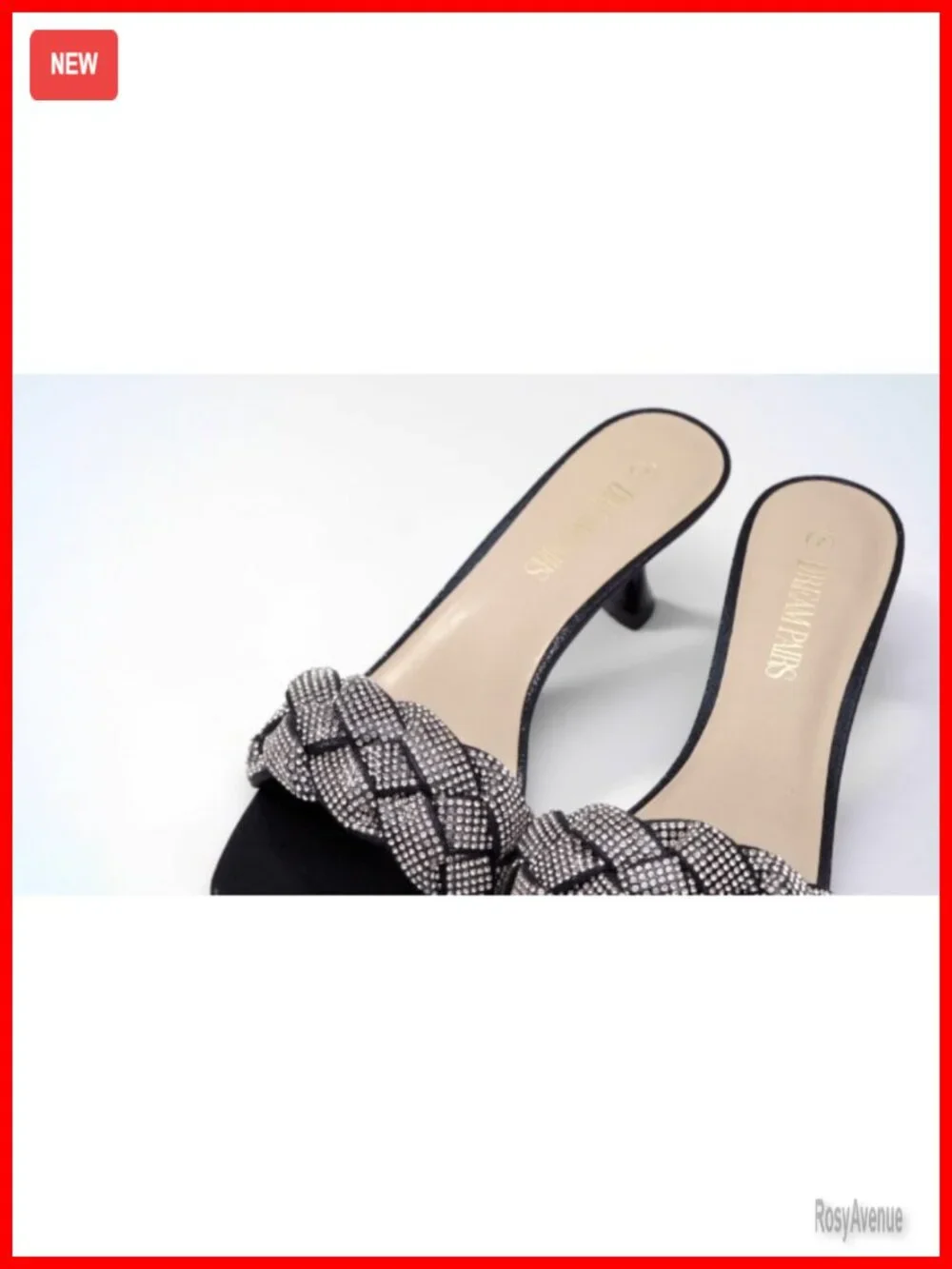 Rhinestone Open Toe Kitten Heel Sandals Pumps for Women Wedding Party